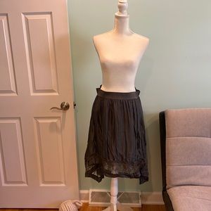 Keysha Italy Gray Skirt Silk Blend L Lace Lined High Low